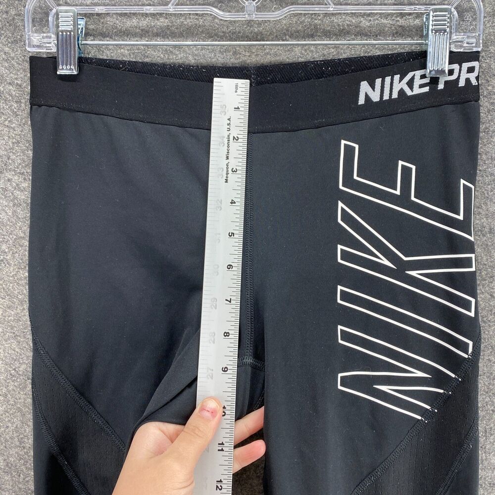 Nike Leggings Women M Medium Black Mid Rise Pull On Hypercool Capri Skinny - Picture 6 of 10